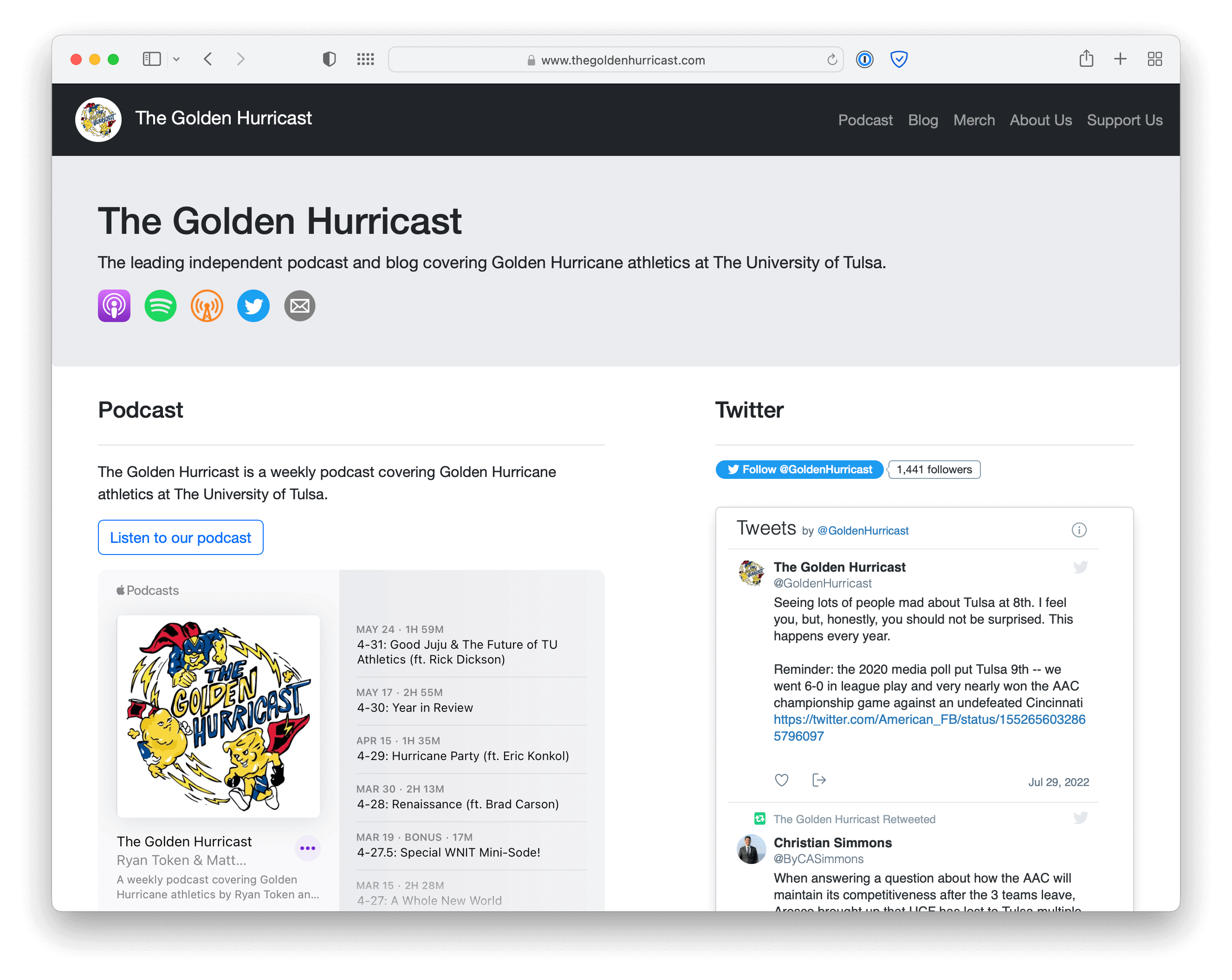The Golden Hurricast home page