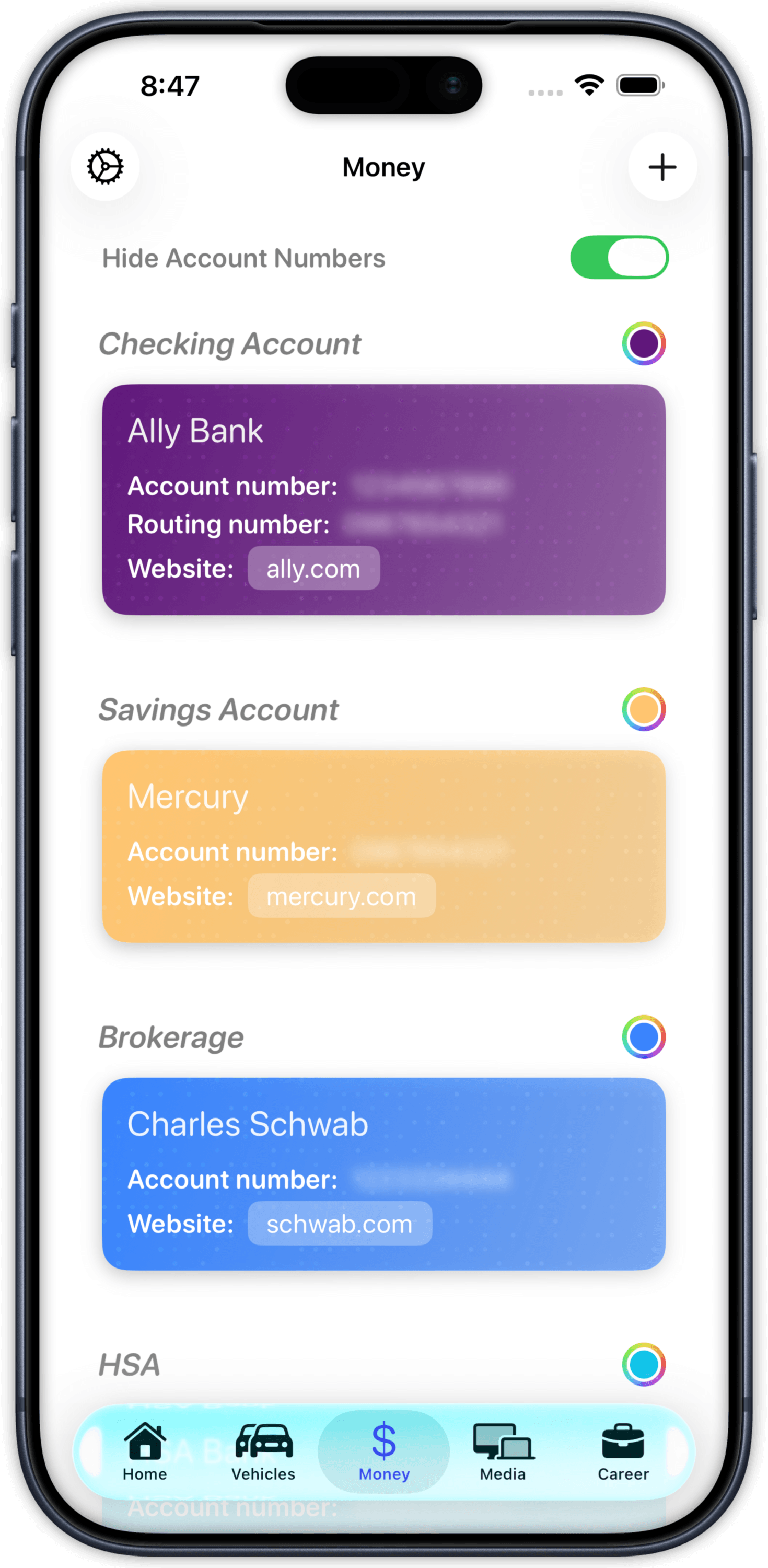 YouHQ's money screen